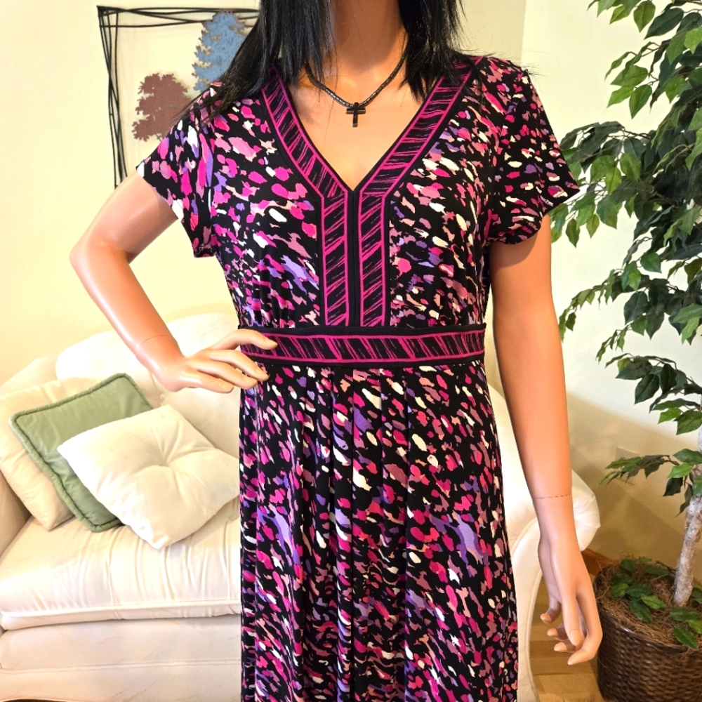 Colorful, Stylish, High Waisted Dress, Paint Splatter Pattern, Size Large